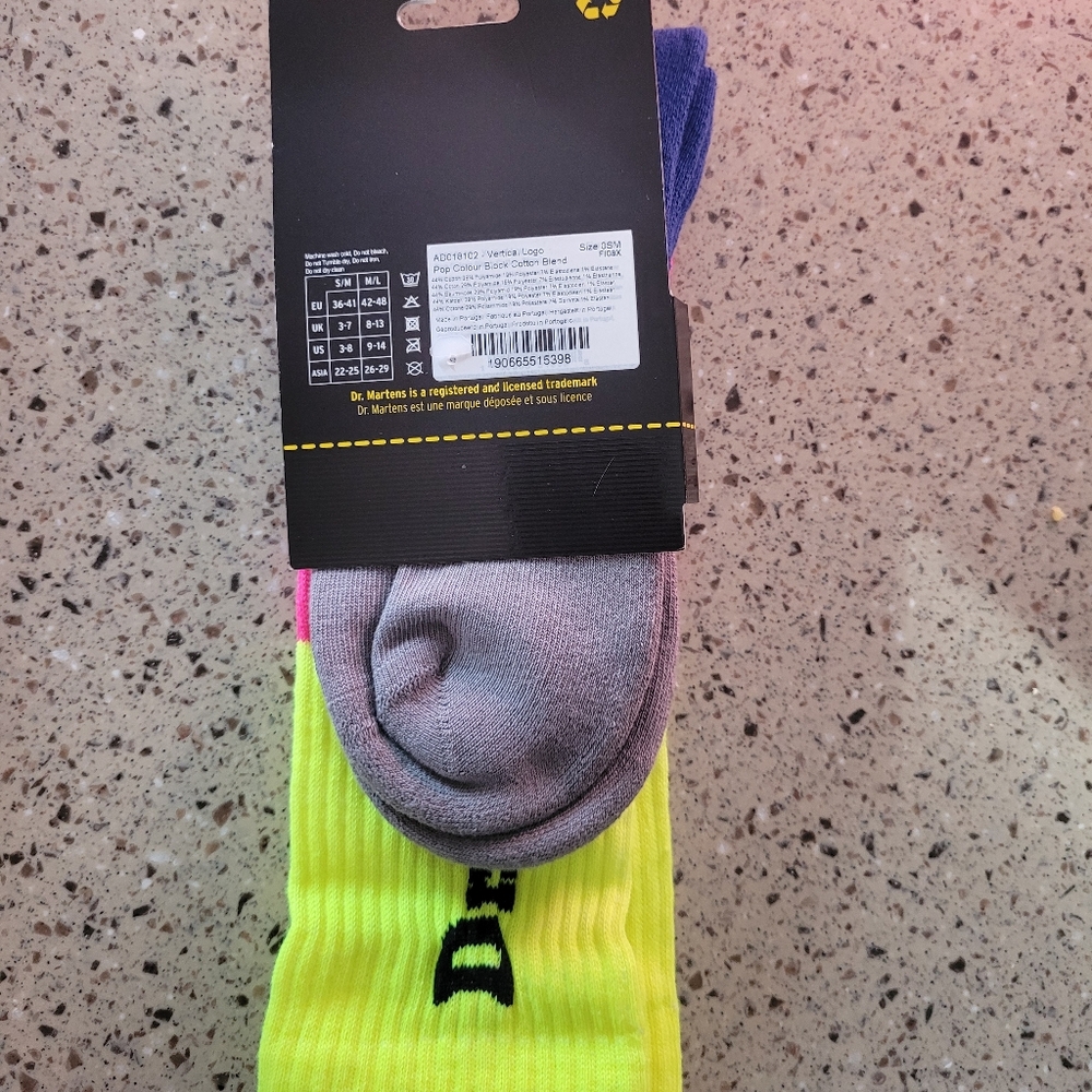 Dr Martens Adult Size S/M 3-8 Vertical Logo Pop Color Block Cotton Blend Socks - Picture 4 of 5
